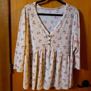 2X Waffle Weave Baby Doll Top